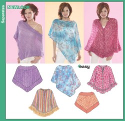 6488 EZ STRETCH KNIT/SILKY/SHEER PONCHOS PATTERN XS-XL